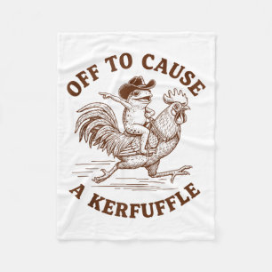 Off To Cause A Kerfuffle Funny Cowboy Frog Riding  Fleece Blanket