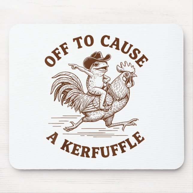 Off To Cause A Kerfuffle Funny Cowboy Frog Riding  Mouse Mat (Front)