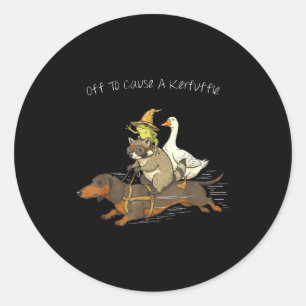 Off to cause a kerfuffle funny dachshund frog classic round sticker