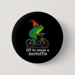 Off To Cause A Kerfuffle Funny Frog Wizard Bicycle 6 Cm Round Badge