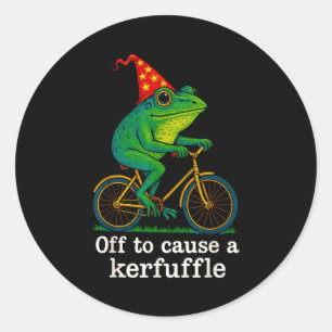 Off To Cause A Kerfuffle Funny Frog Wizard Bicycle Classic Round Sticker