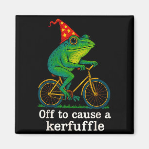 Off To Cause A Kerfuffle Funny Frog Wizard Bicycle Magnet