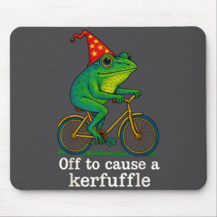 Off To Cause A Kerfuffle Funny Frog Wizard Bicycle Mouse Mat