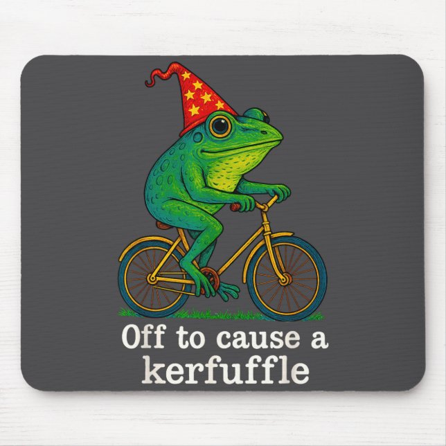 Off To Cause A Kerfuffle Funny Frog Wizard Bicycle Mouse Mat (Front)