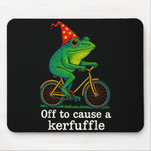 Off To Cause A Kerfuffle Funny Frog Wizard Bicycle Mouse Mat