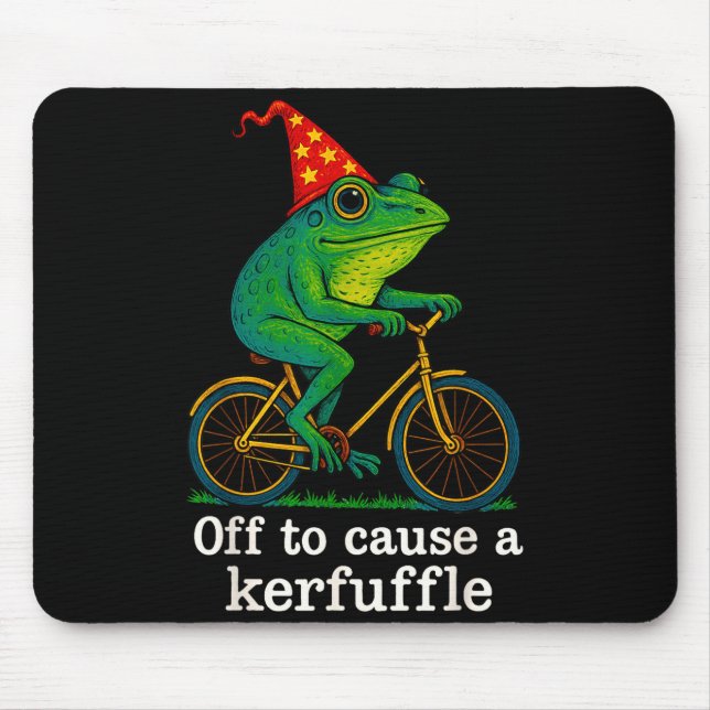 Off To Cause A Kerfuffle Funny Frog Wizard Bicycle Mouse Mat (Front)