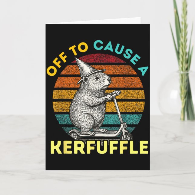 Off To Cause A Kerfuffle Funny Groundhog Riding Sc Card (Front)