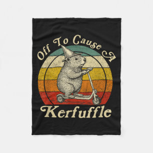 Off To Cause A Kerfuffle Funny Groundhog Riding Sc Fleece Blanket