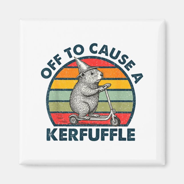 Off To Cause A Kerfuffle Funny Groundhog Riding Sc Magnet (Front)