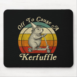 Off To Cause A Kerfuffle Funny Groundhog Riding Sc Mouse Mat