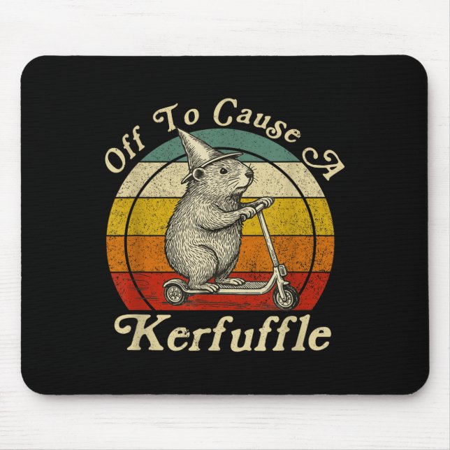 Off To Cause A Kerfuffle Funny Groundhog Riding Sc Mouse Mat (Front)
