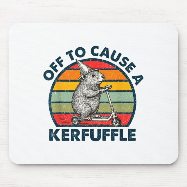Off To Cause A Kerfuffle Funny Groundhog Riding Sc Mouse Mat (Front)