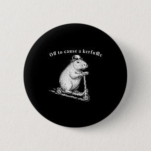 Off To Cause A Kerfuffle, Funny Groundhog Scooter 6 Cm Round Badge