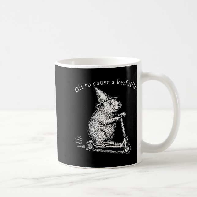 Off To Cause A Kerfuffle Funny Groundhog Scooter  Coffee Mug (Right)