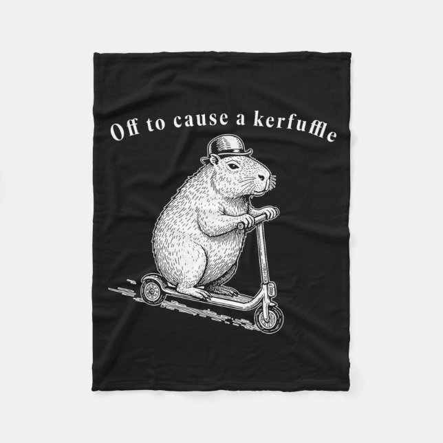 Off To Cause A Kerfuffle, Funny Groundhog Scooter  Fleece Blanket (Front)