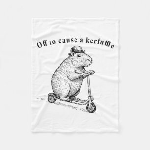Off To Cause A Kerfuffle, Funny Groundhog Scooter Fleece Blanket