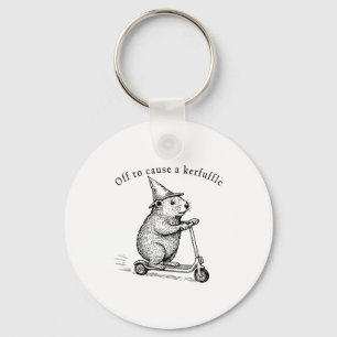 Off To Cause A Kerfuffle, Funny Groundhog Scooter Key Ring