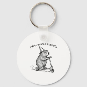 Off To Cause A Kerfuffle, Funny Groundhog Scooter Key Ring