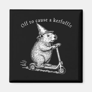 Off To Cause A Kerfuffle Funny Groundhog Scooter _ Magnet