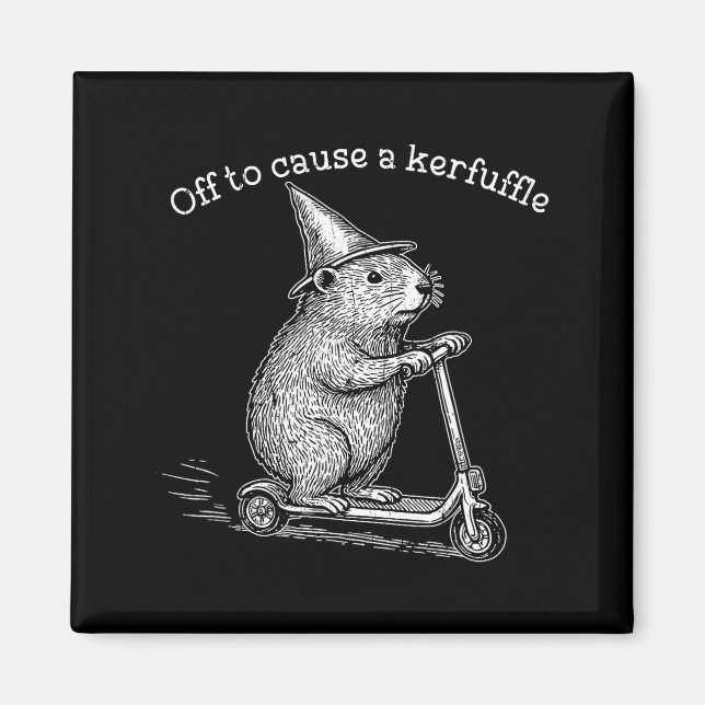 Off To Cause A Kerfuffle, Funny Groundhog Scooter  Magnet (Front)