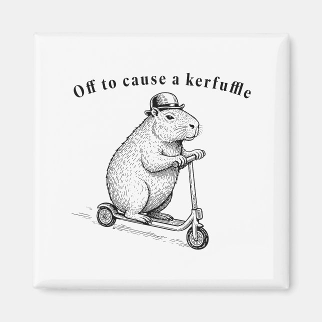 Off To Cause A Kerfuffle, Funny Groundhog Scooter  Magnet (Front)