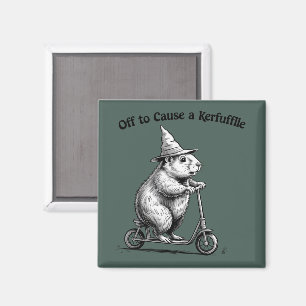 Off To Cause A Kerfuffle Funny Groundhog Scooter  Magnet