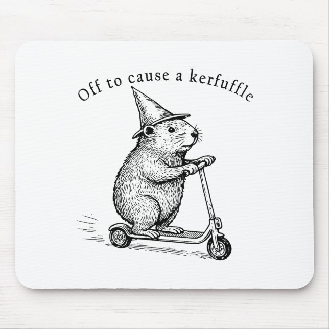 Off To Cause A Kerfuffle, Funny Groundhog Scooter  Mouse Mat (Front)
