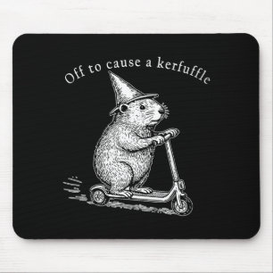 Off To Cause A Kerfuffle Funny Groundhog Scooter _ Mouse Mat