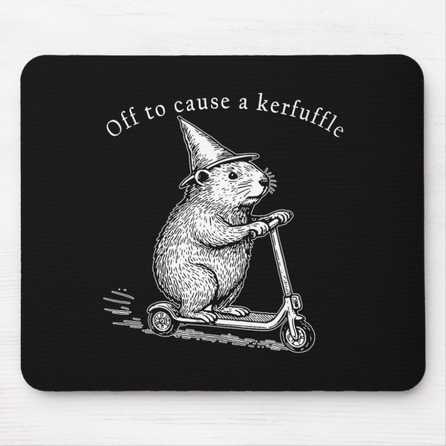 Off To Cause A Kerfuffle Funny Groundhog Scooter _ Mouse Mat (Front)