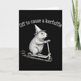 Off To Cause A Kerfuffle Funny Groundhog Scooter S Card