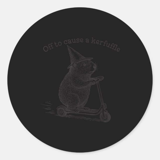 Off To Cause A Kerfuffle Funny Groundhog Scooter S Classic Round Sticker (Front)