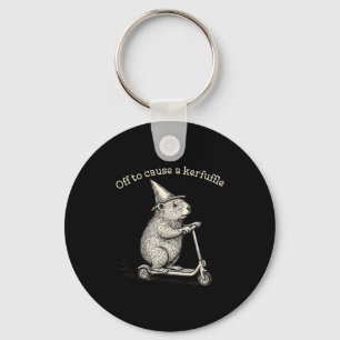 Off To Cause A Kerfuffle Funny Groundhog Scooter S Key Ring