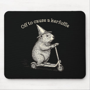 Off To Cause A Kerfuffle Funny Groundhog Scooter S Mouse Mat