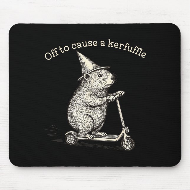 Off To Cause A Kerfuffle Funny Groundhog Scooter S Mouse Mat (Front)