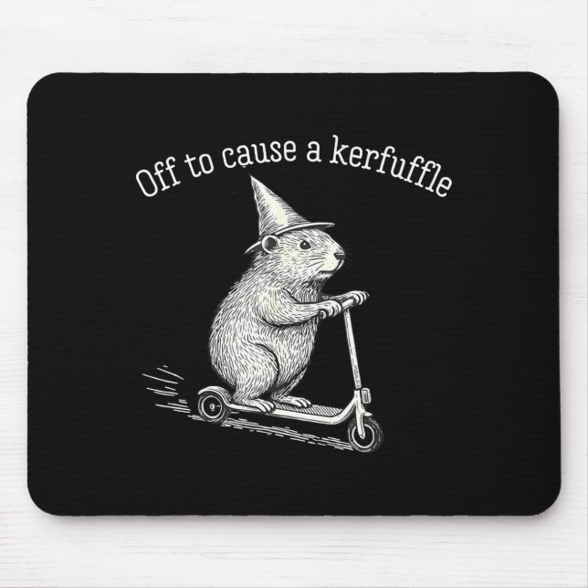 Off To Cause A Kerfuffle Funny Groundhog Scooter S Mouse Mat (Front)