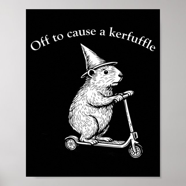 Off To Cause A Kerfuffle Funny Groundhog Scooter S Poster (Front)