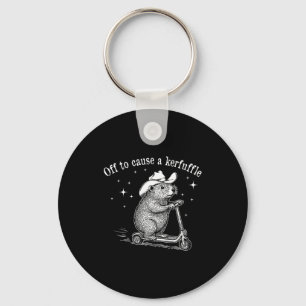 Off To Cause A Kerfuffle Funny Groundhog Scooter V Key Ring