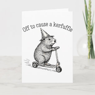 Off To Cause A Kerfuffle Funny Hamster Scooter Gro Card