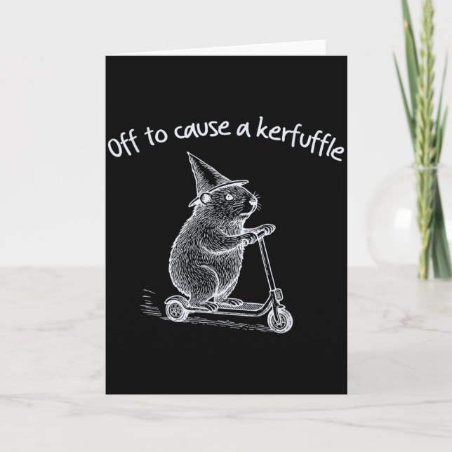Off To Cause A Kerfuffle Funny Hamster Scooter Gro Card (Front)