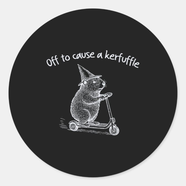 Off To Cause A Kerfuffle Funny Hamster Scooter Gro Classic Round Sticker (Front)