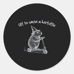 Off To Cause A Kerfuffle Funny Hamster Scooter Gro Classic Round Sticker