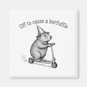 Off To Cause A Kerfuffle Funny Hamster Scooter Gro Magnet