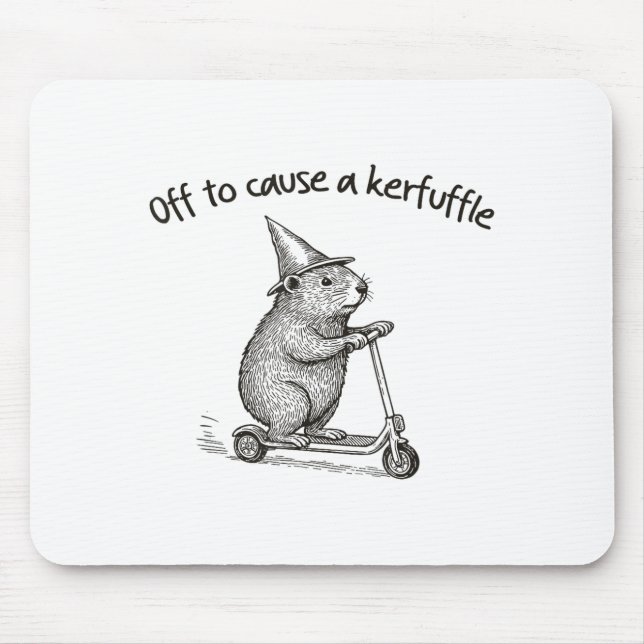 Off To Cause A Kerfuffle Funny Hamster Scooter Gro Mouse Mat (Front)