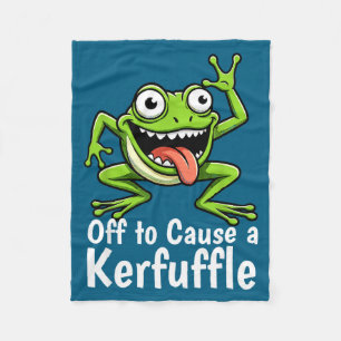 Off To Cause A Kerfuffle Funny Meme Frog Mischief  Fleece Blanket
