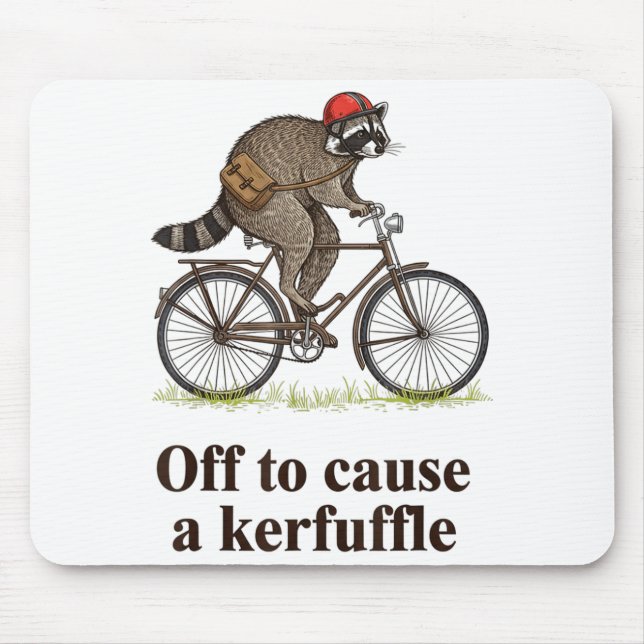 Off To Cause A Kerfuffle Funny Raccoon Meme Boys M Mouse Mat (Front)