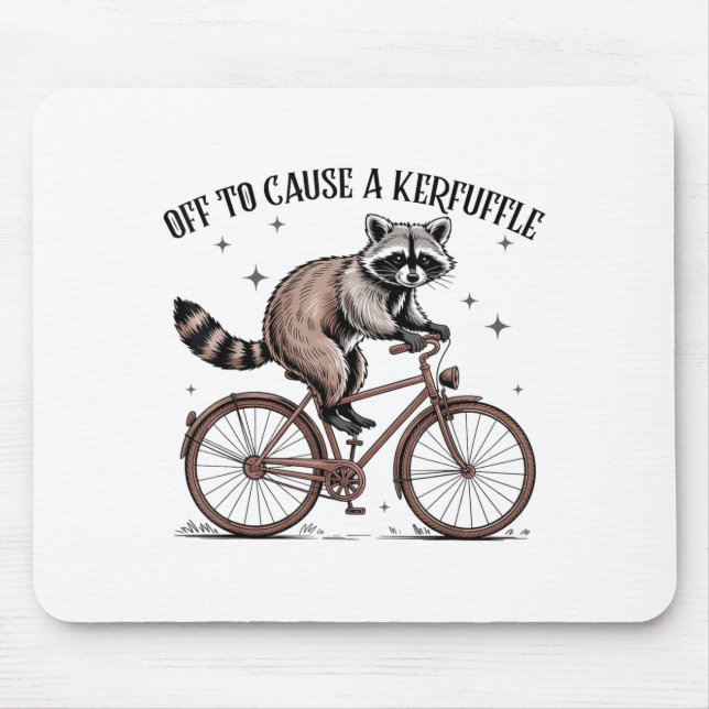 Off To Cause A Kerfuffle Funny Raccoon Meme Men Wo Mouse Mat (Front)