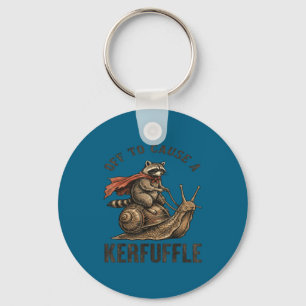 Off to cause a kerfuffle funny racoon meme key ring