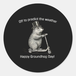 Off To Cause A Kerfuffle Funny Silly Groundhog Sco Classic Round Sticker