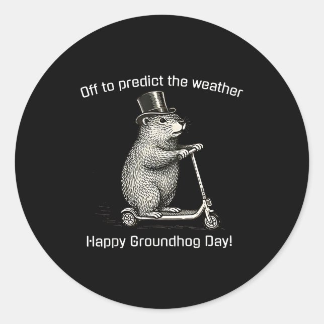 Off To Cause A Kerfuffle Funny Silly Groundhog Sco Classic Round Sticker (Front)