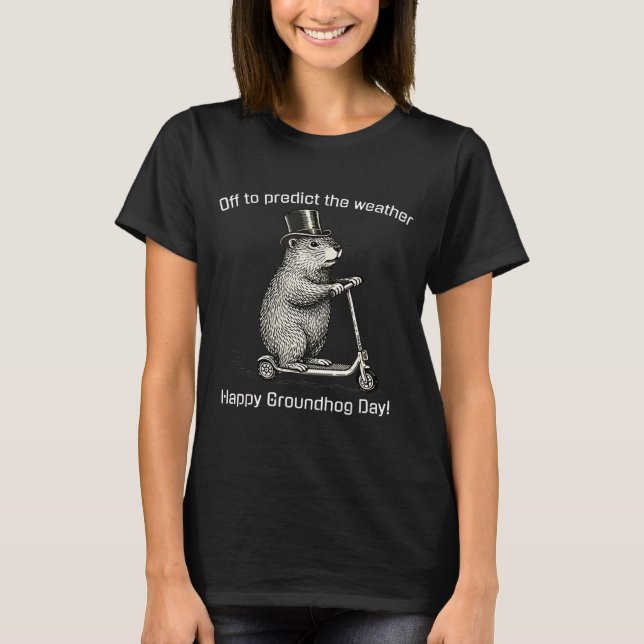 Off To Cause A Kerfuffle Funny Silly Groundhog Sco T-Shirt (Front)